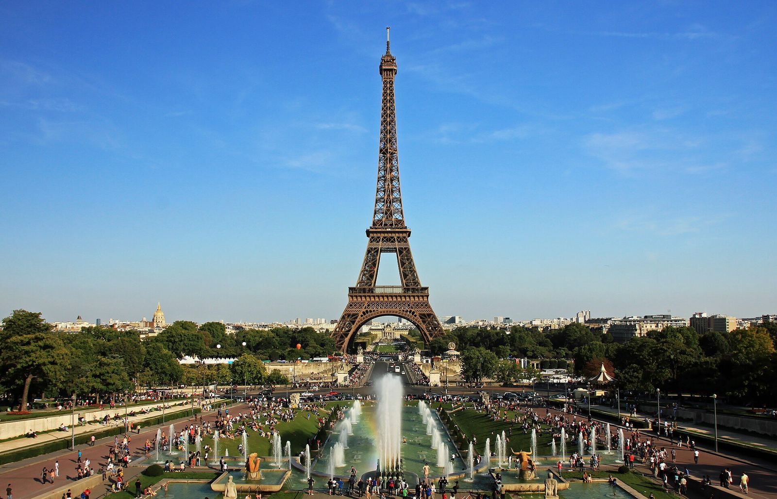 The Eiffel Tower seen from the Trocadéro in Paris
